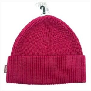 Ribbed Merino Wool Beanie - L/XL Pomegranate